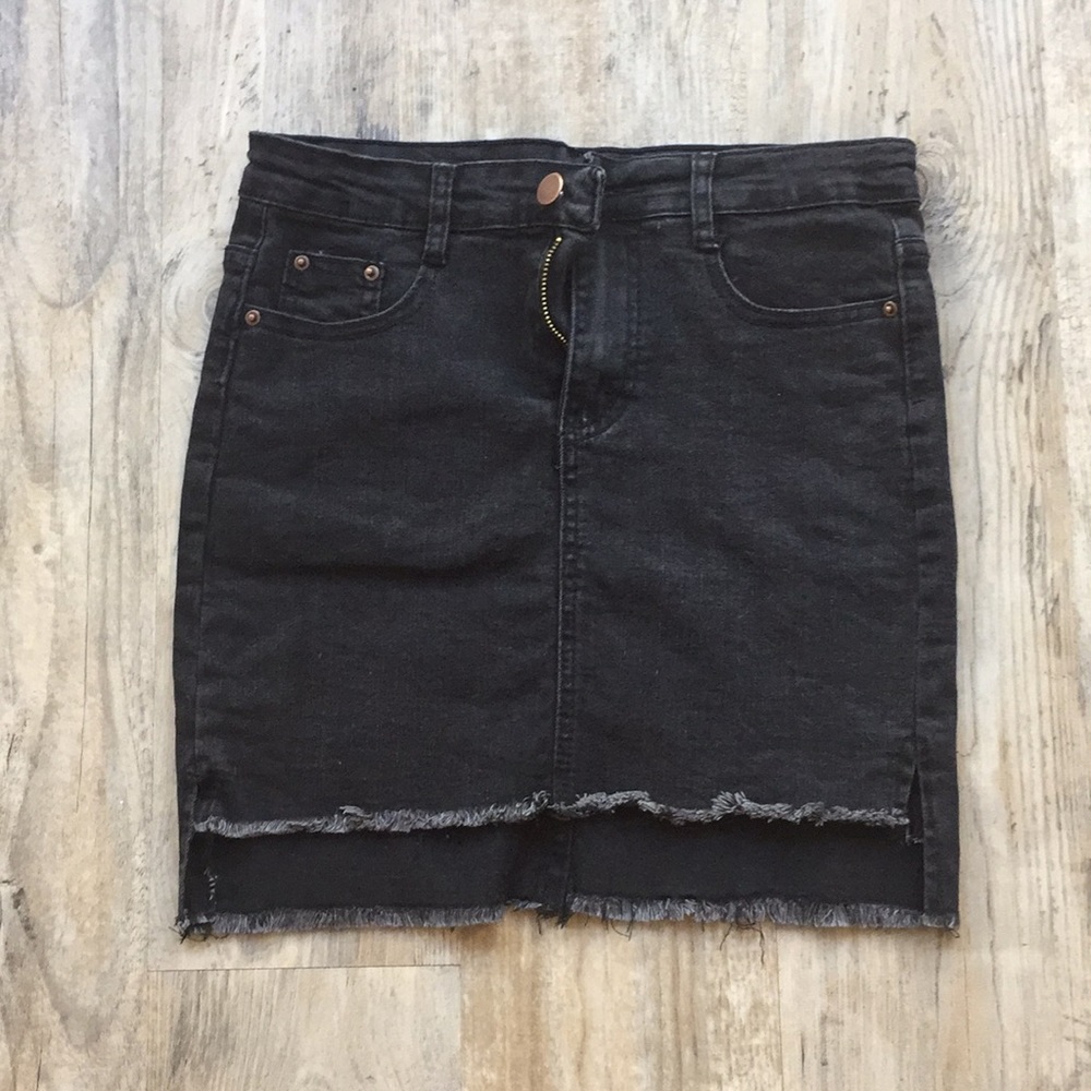 Black denim skirt